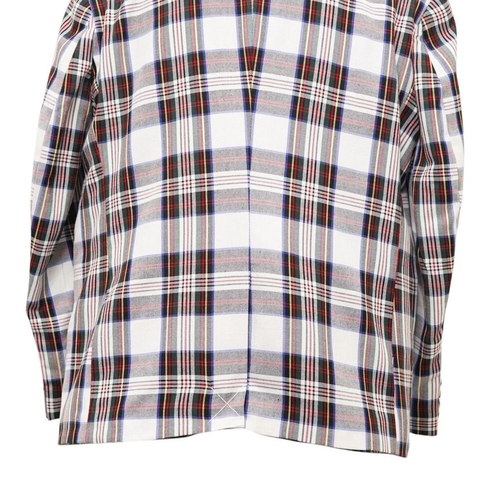 Mens 48R White Red Blue Tartan Plaid Cotton Blazer 2 Button Sport Coat Wedding - Picture 8 of 8